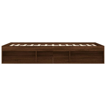 Bed Frame without Mattress Brown Oak 150x200 cm King Size King Size