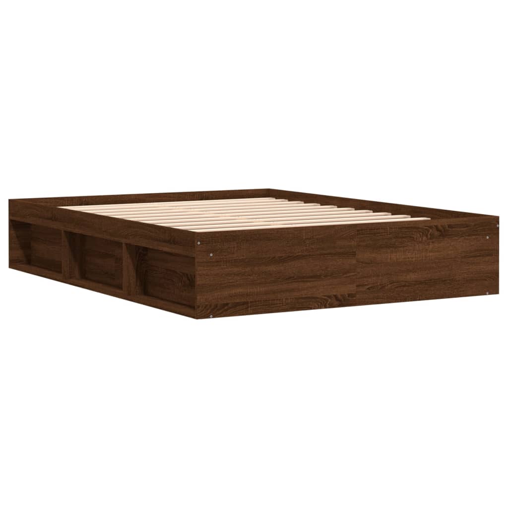 Bed Frame without Mattress Brown Oak 150x200 cm King Size King Size