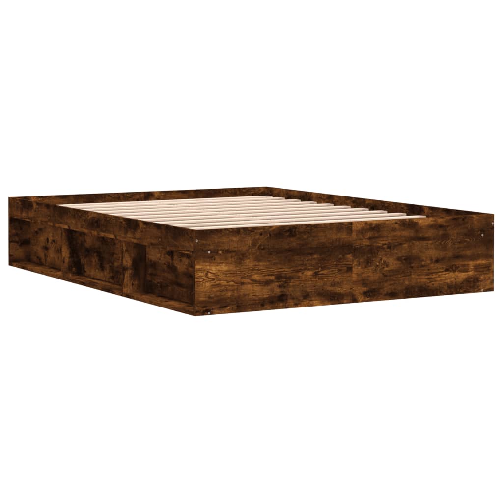 Bed Frame without Mattress Smoked Oak 160x200 cm