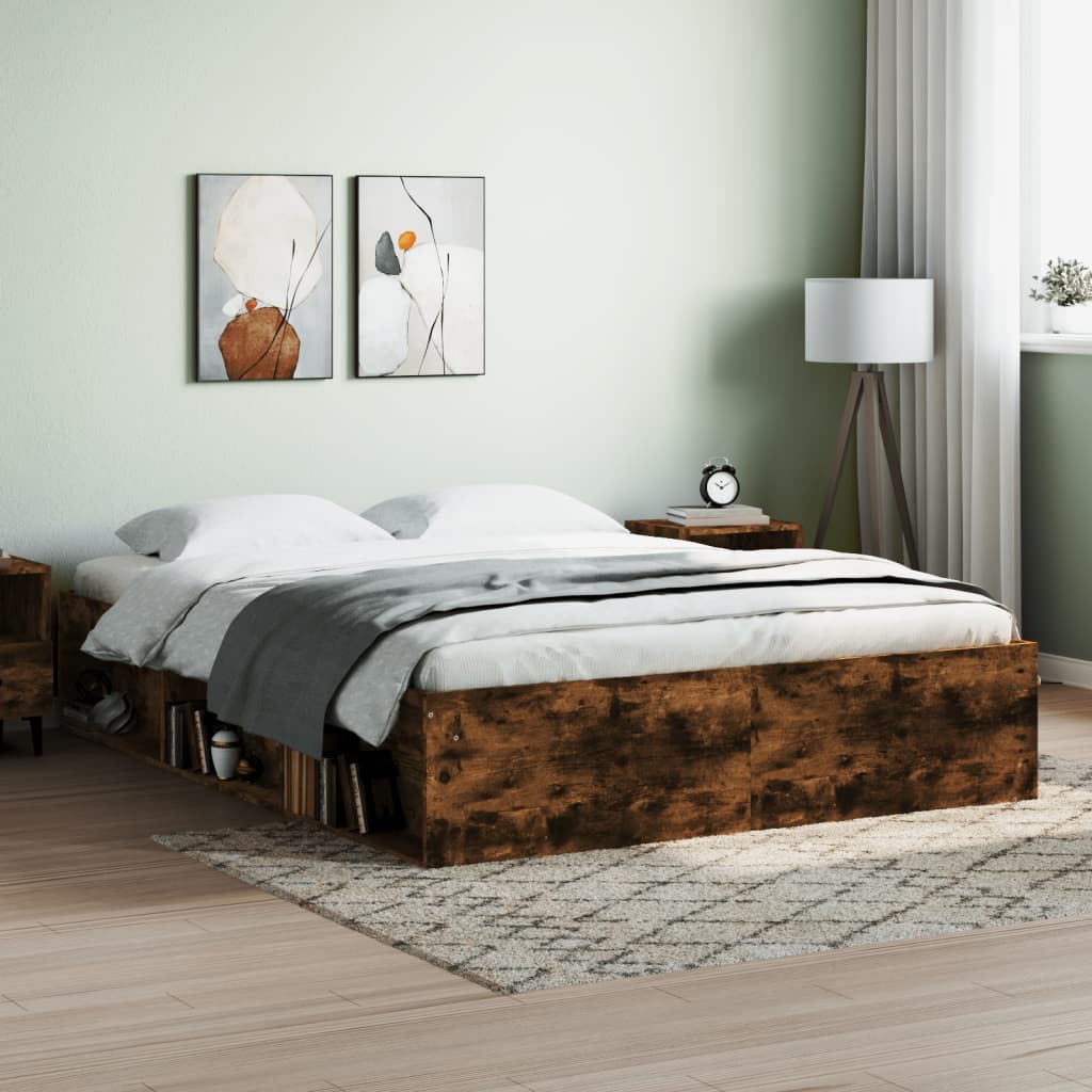 Bed Frame without Mattress Smoked Oak 160x200 cm