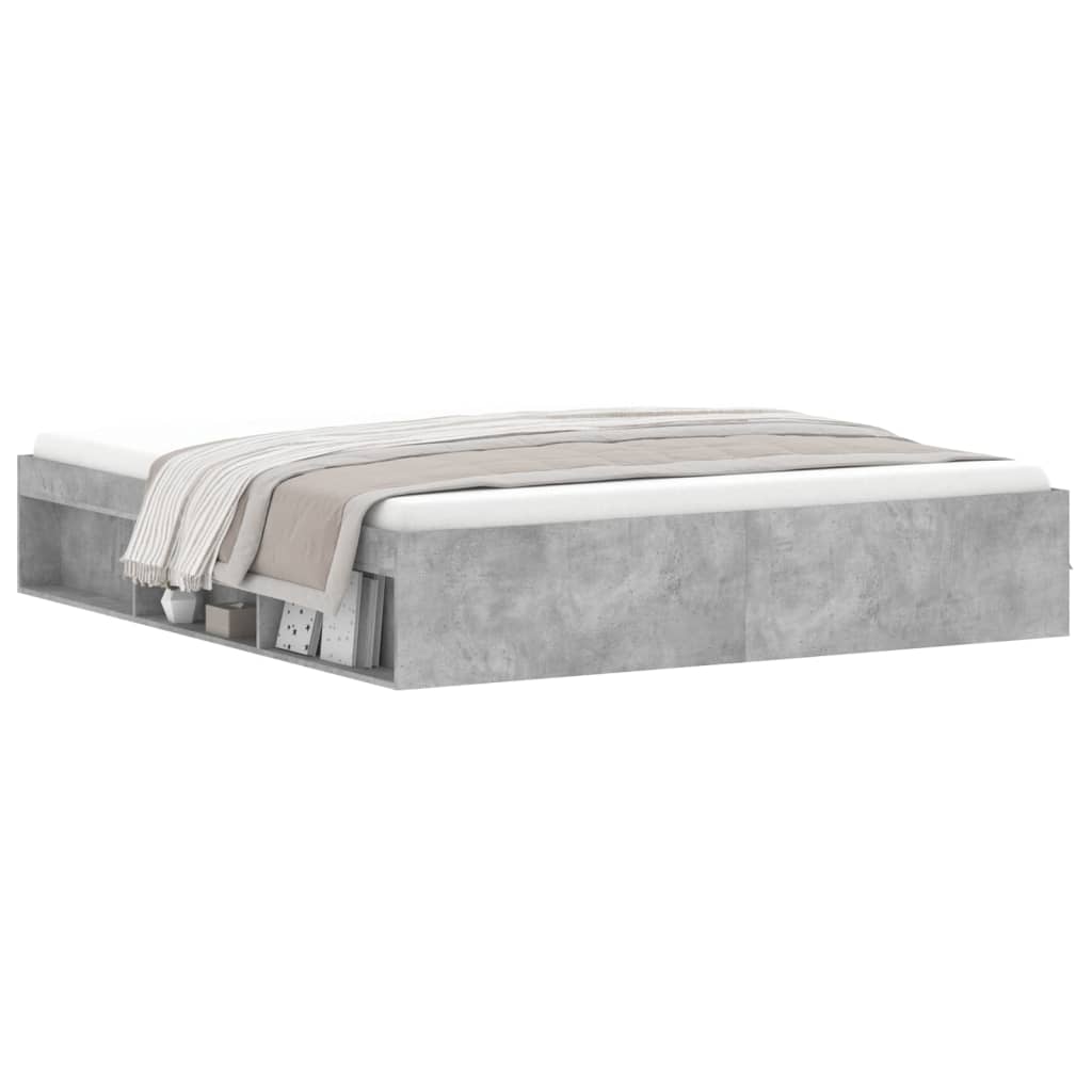 Bed Frame Concrete Grey 180x200 cm Super King Size