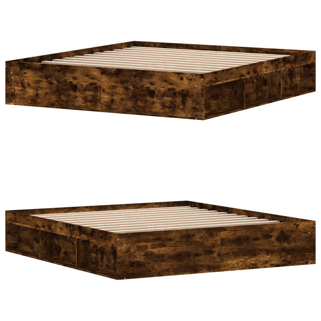 Bed Frame Smoked Oak 180x200 cm Super King Size