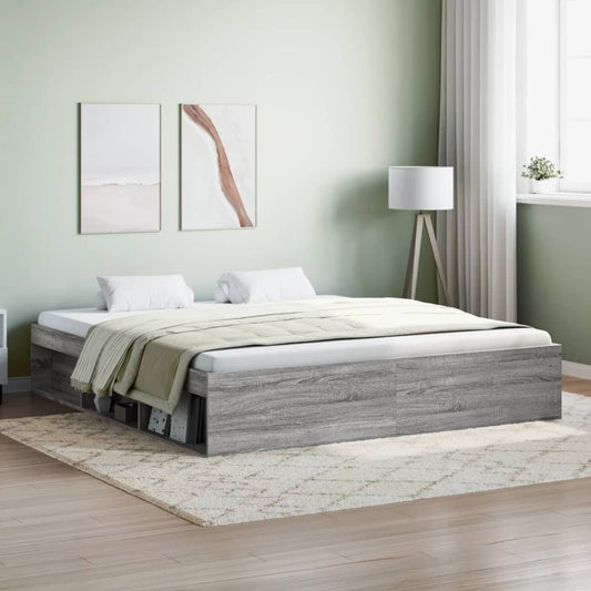 Bed Frame without Mattress Grey Sonoma 180x200 cm Super King Super King Size