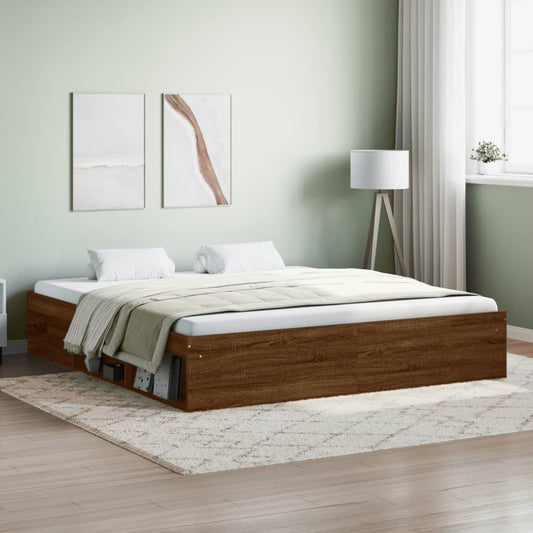 Bed Frame Brown Oak 180x200 cm Super King Size