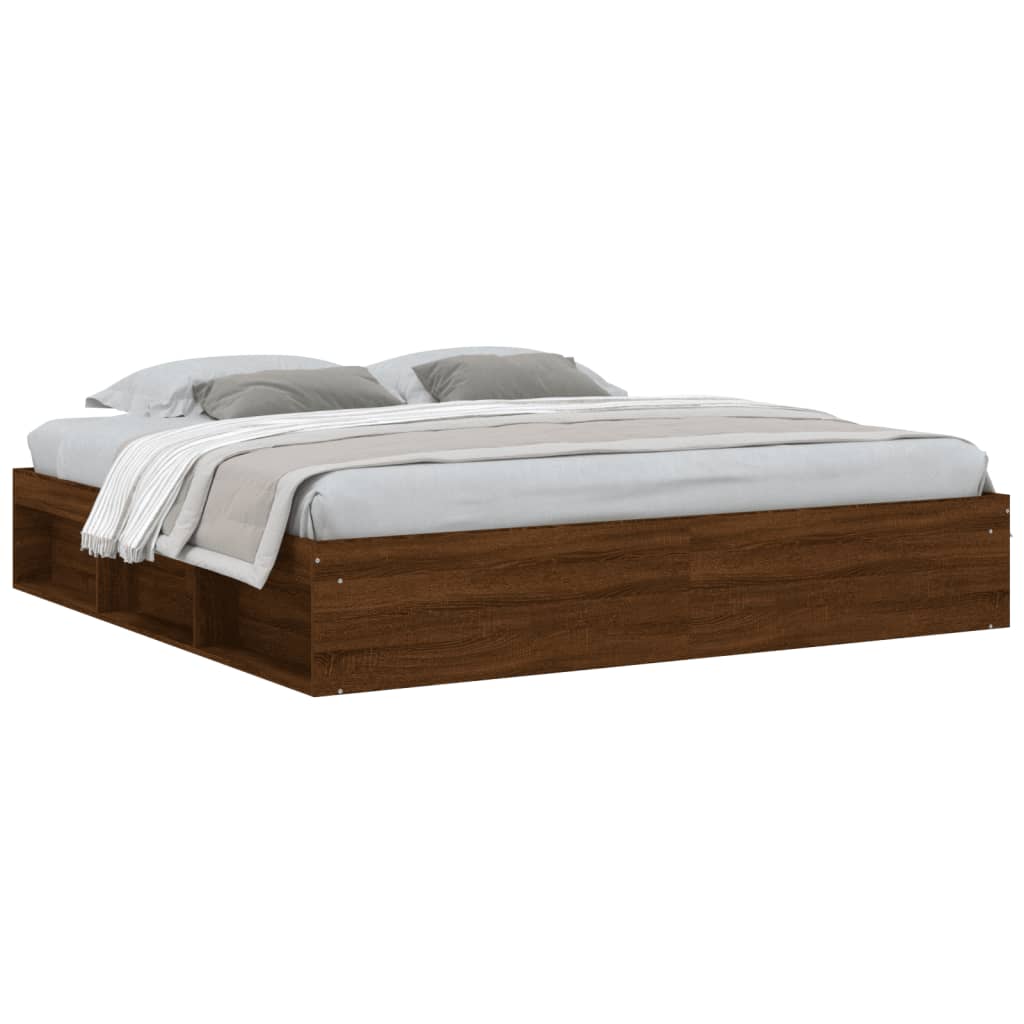 Bed Frame without Mattress Brown Oak 200x200 cm