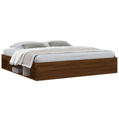 Bed Frame without Mattress Brown Oak 200x200 cm