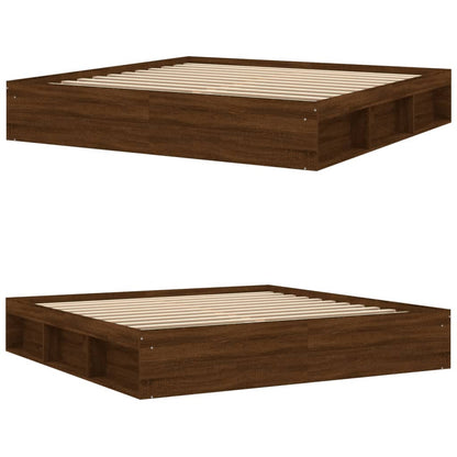 Bed Frame without Mattress Brown Oak 200x200 cm