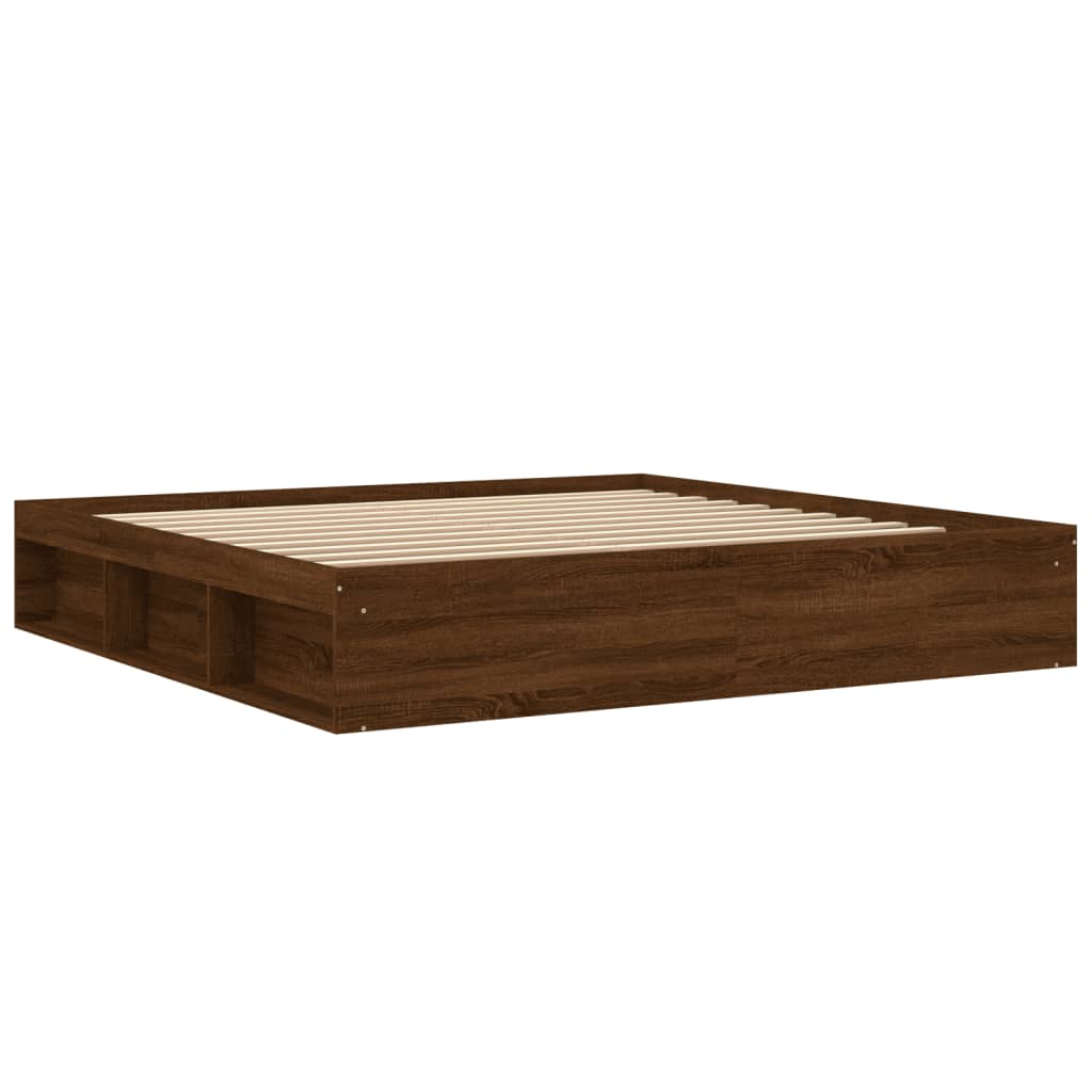 Bed Frame without Mattress Brown Oak 200x200 cm