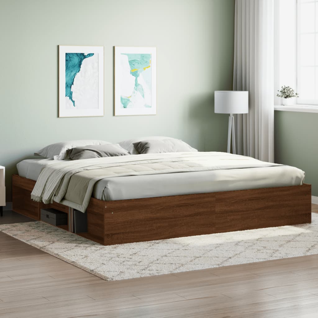 Bed Frame without Mattress Brown Oak 200x200 cm