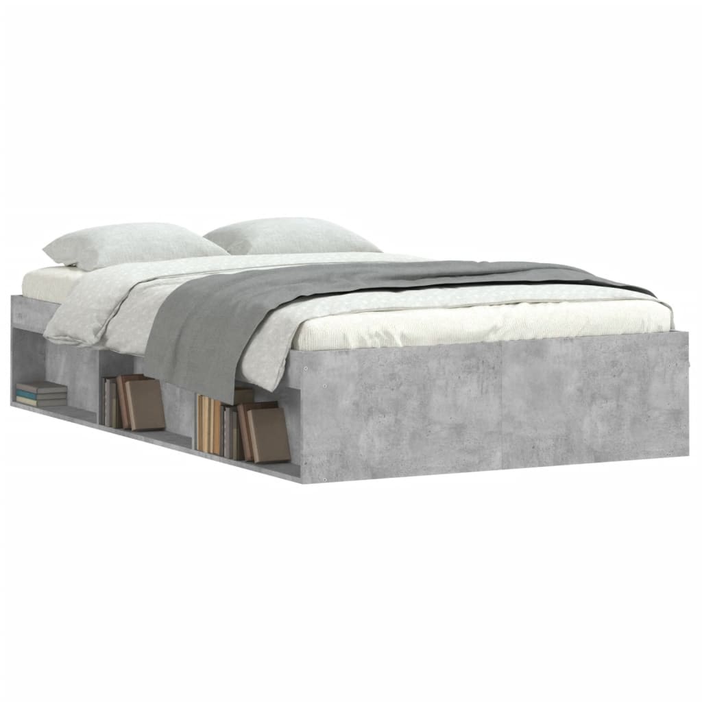 Bed Frame without Mattress Concrete Grey 120x190 cm Small Double Small Double