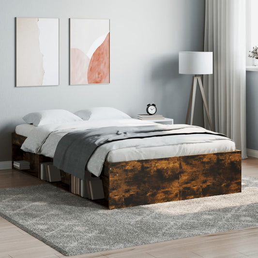 Bed Frame without Mattress Smoked Oak 120x190 cm Small Double Small Double