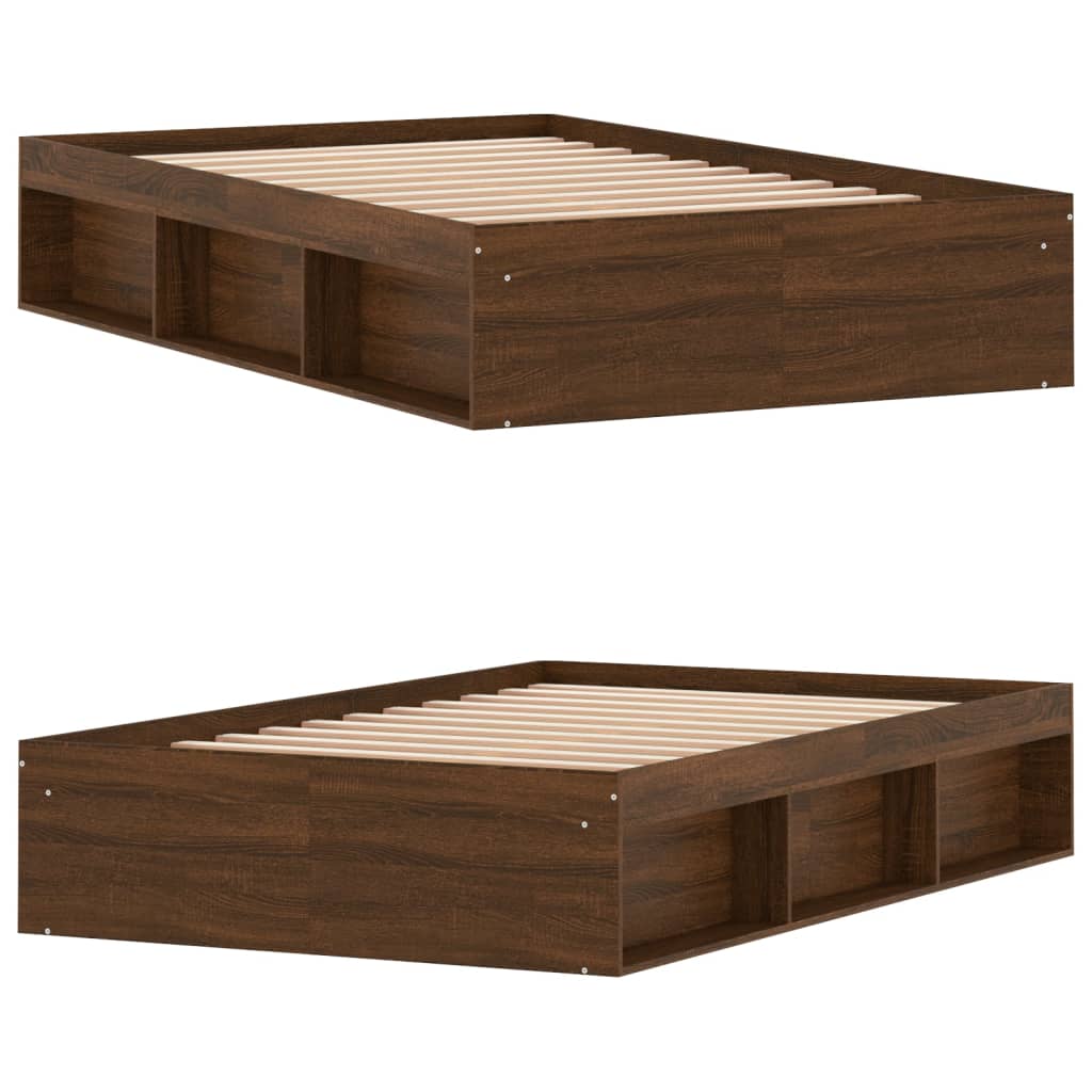 Bed Frame without Mattress Brown Oak 120x190 cm Small Double