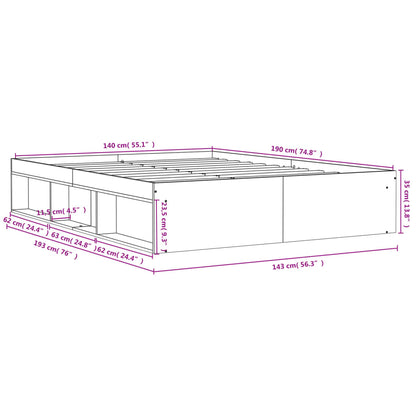 Bed Frame without Mattress Smoked Oak 140x190 cm