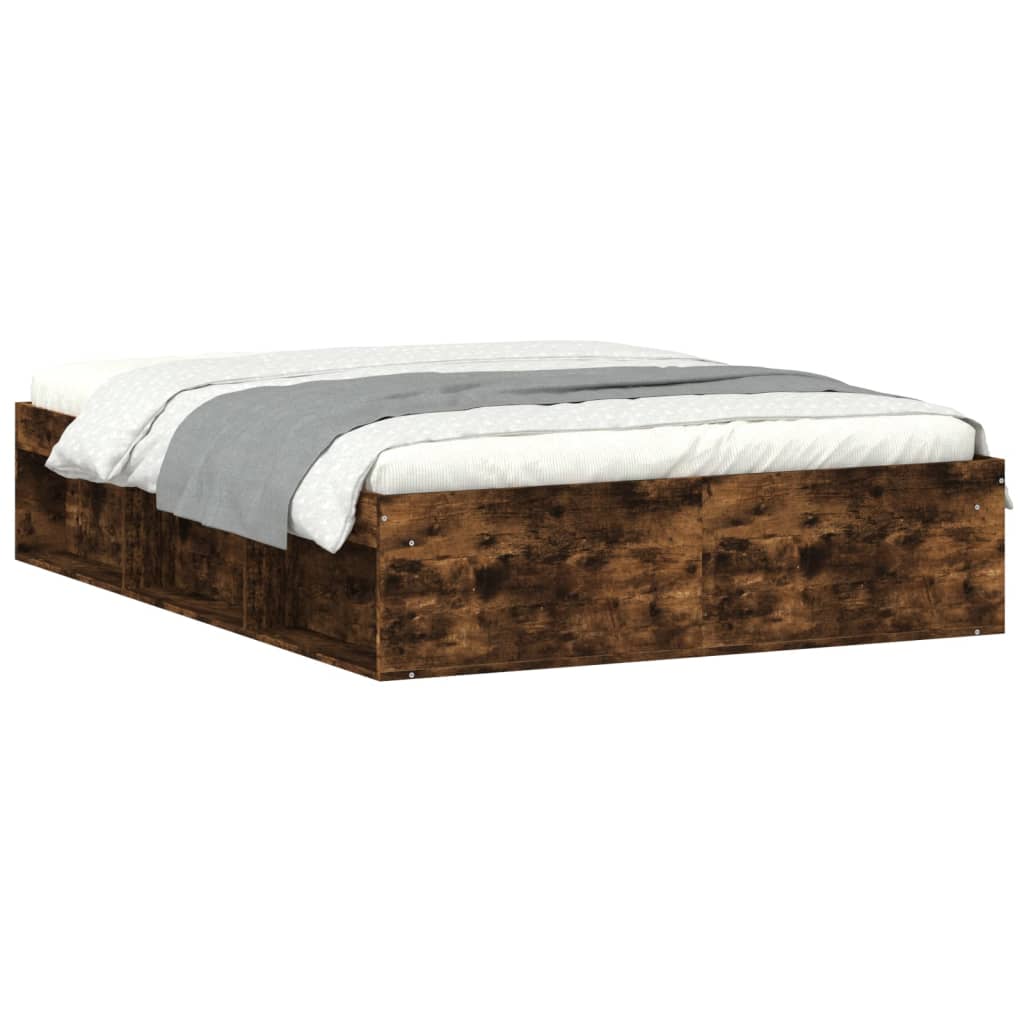 Bed Frame without Mattress Smoked Oak 135x190 cm Double Double