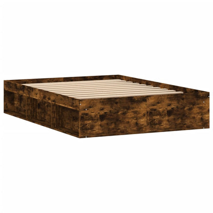 Bed Frame without Mattress Smoked Oak 135x190 cm Double Double