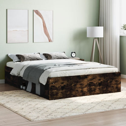 Bed Frame without Mattress Smoked Oak 135x190 cm Double Double