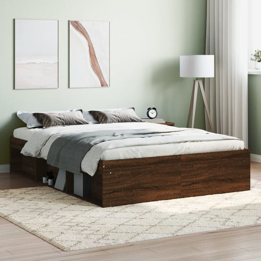 Bed Frame without Mattress Brown Oak 135x190 cm Double Double