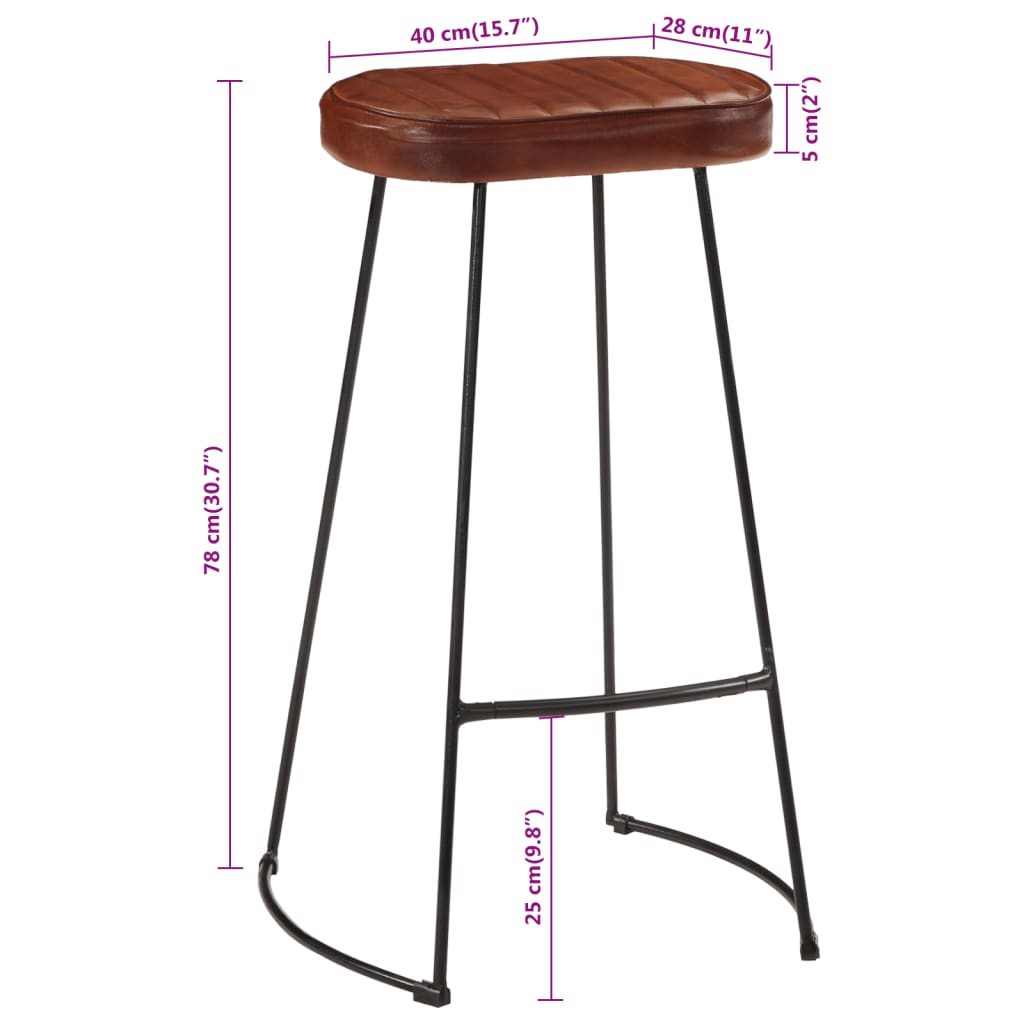 Gavin Bar Stools 2 pcs Dark Brown 44x37.5x78 cm