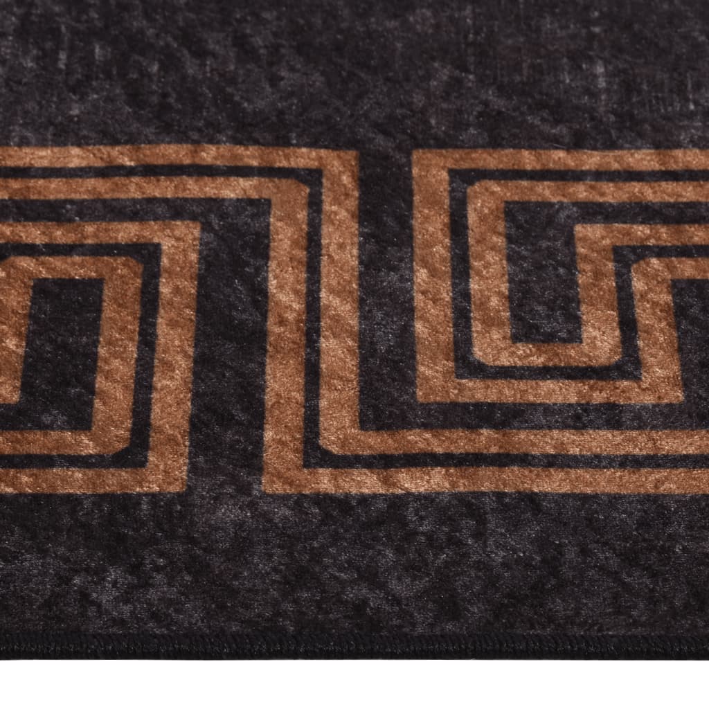 Rug Washable Black and Gold 120x170 cm Anti Slip