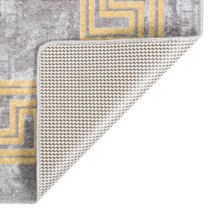 Rug Washable Grey and Gold 150x230 cm Anti Slip