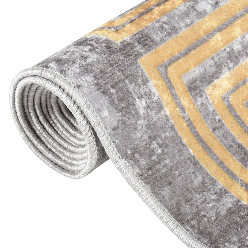 Rug Washable Grey and Gold 150x230 cm Anti Slip