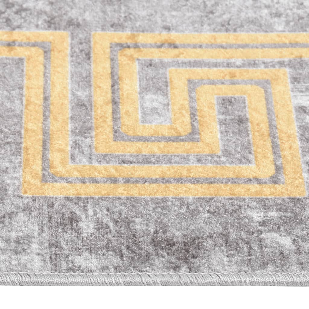 Rug Washable Grey and Gold 150x230 cm Anti Slip