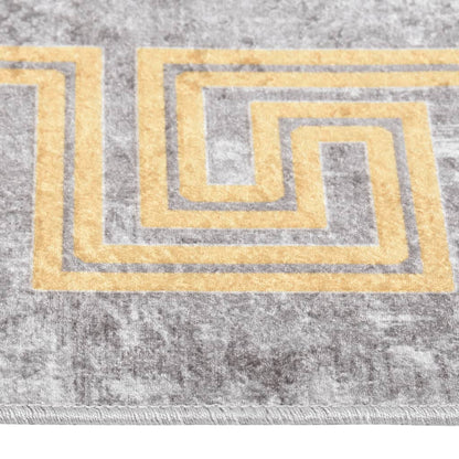 Rug Washable Grey and Gold 150x230 cm Anti Slip