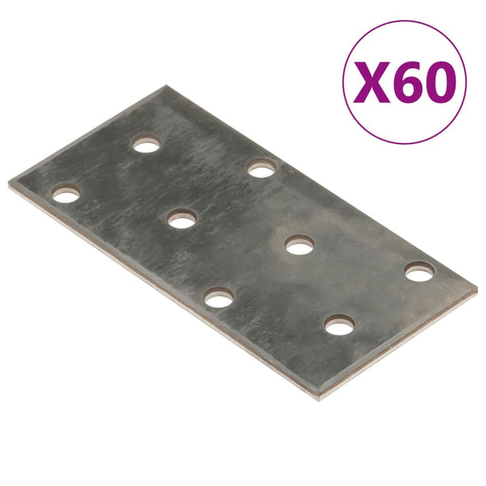 Perforated Plates 60 pcs 2 mm 80x40 mm Galvanised Steel