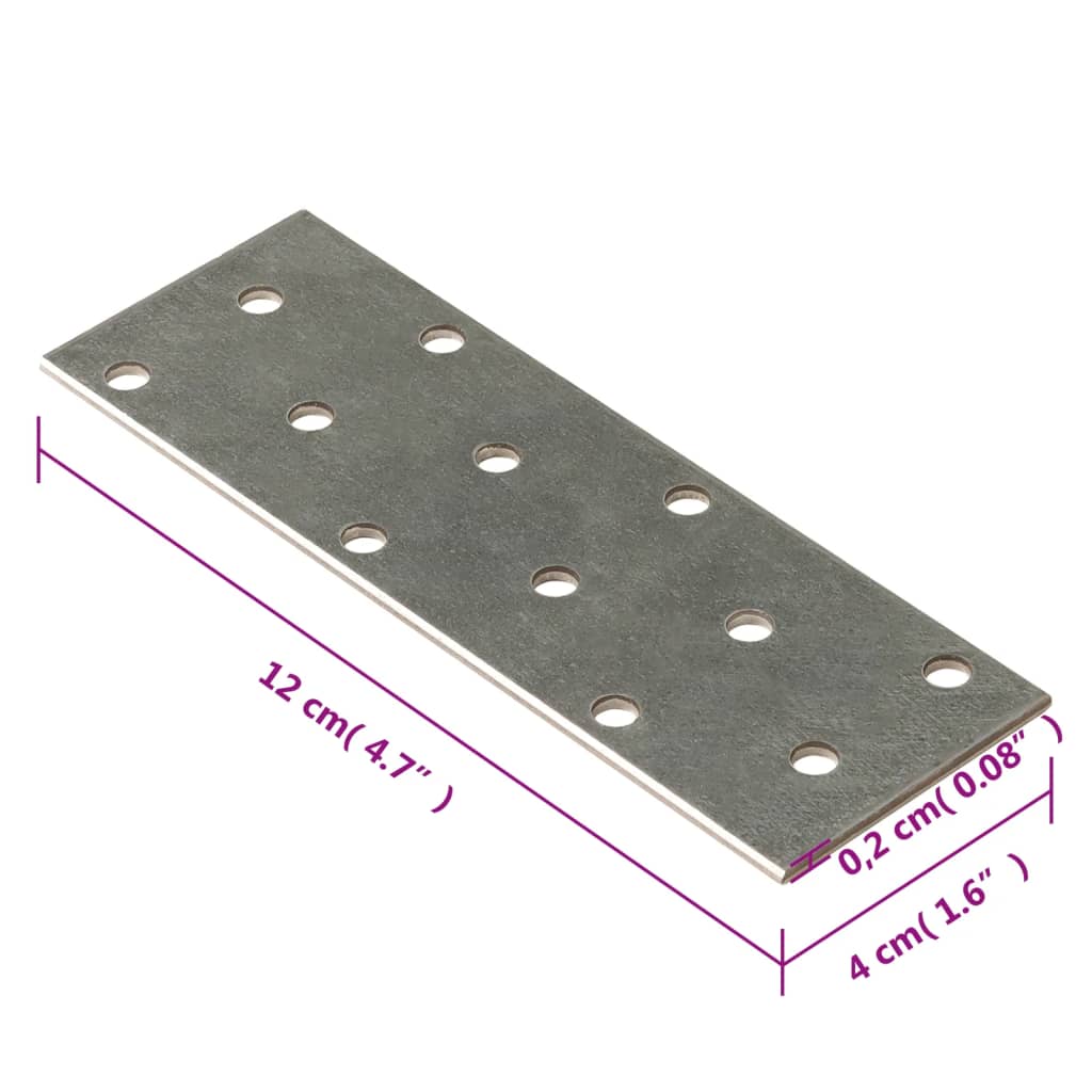 Perforated Plates 60 pcs 2 mm 120x40 mm Galvanised Steel