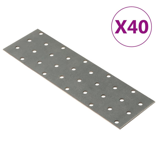 Perforated Plates 40 pcs 2 mm 200x60 mm Galvanised Steel