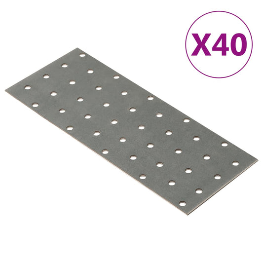 Perforated Plates 40 pcs 2 mm 200x80 mm Galvanised Steel