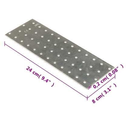 Perforated Plates 20 pcs 2 mm 240x80 mm Galvanised Steel