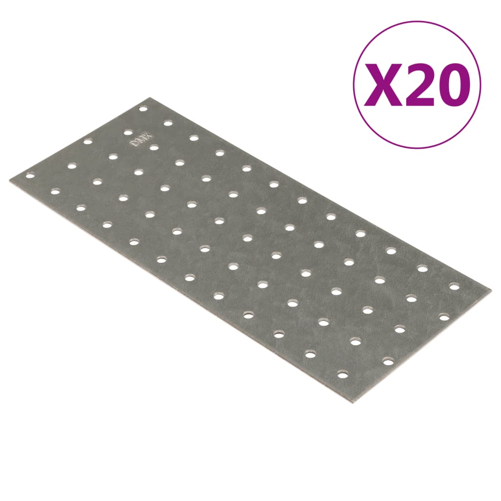 Perforated Plates 20 pcs 2 mm 240x100 mm Galvanised Steel