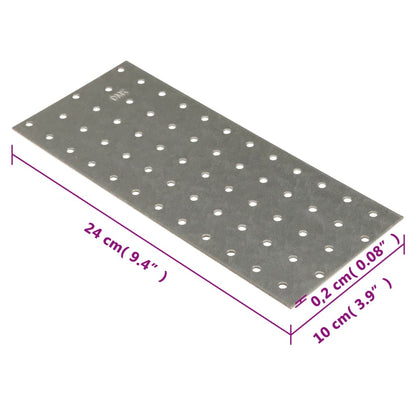 Perforated Plates 20 pcs 2 mm 240x100 mm Galvanised Steel