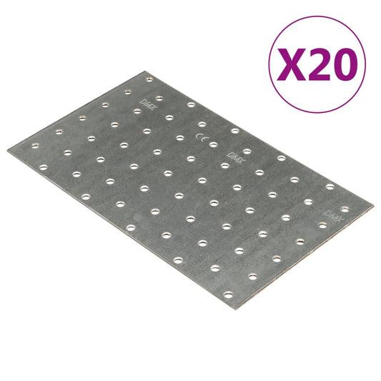 Perforated Plates 20 pcs 2 mm 200x120 mm Galvanised Steel