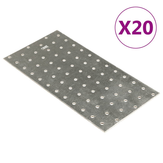 Perforated Plates 20 pcs 2 mm 240x120 mm Galvanised Steel