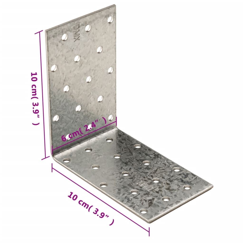 Angle Brackets 40 pcs 2 mm 100x60x100 mm Galvanised Steel