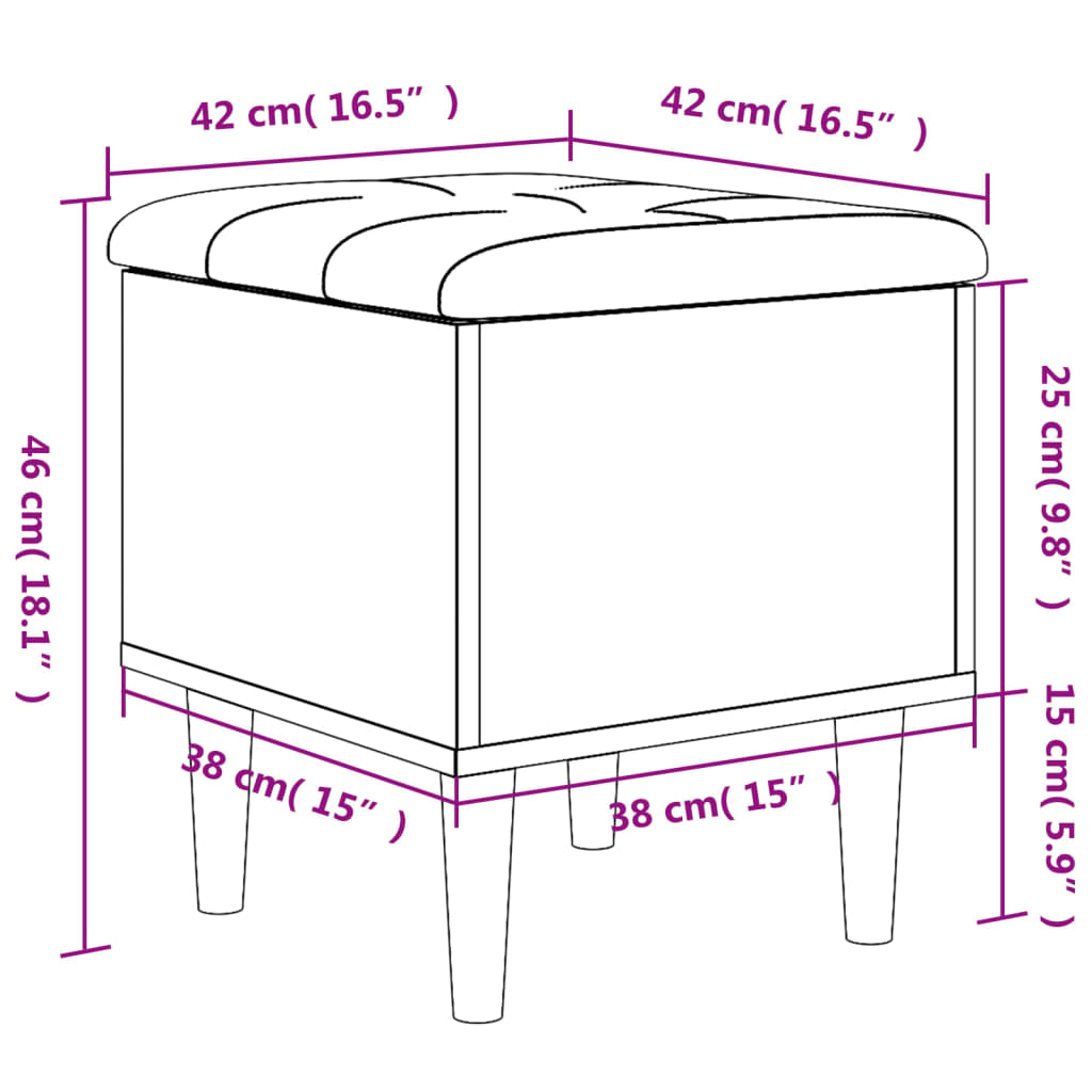 Storage Bench Sonoma Oak 42x42x46 cm Engineered Wood