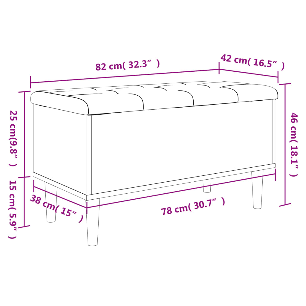 Storage Bench Brown Oak 82x42x46 cm Engineered Wood