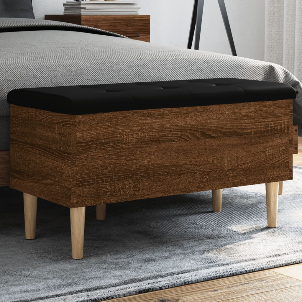 Storage Bench Brown Oak 82x42x46 cm Engineered Wood