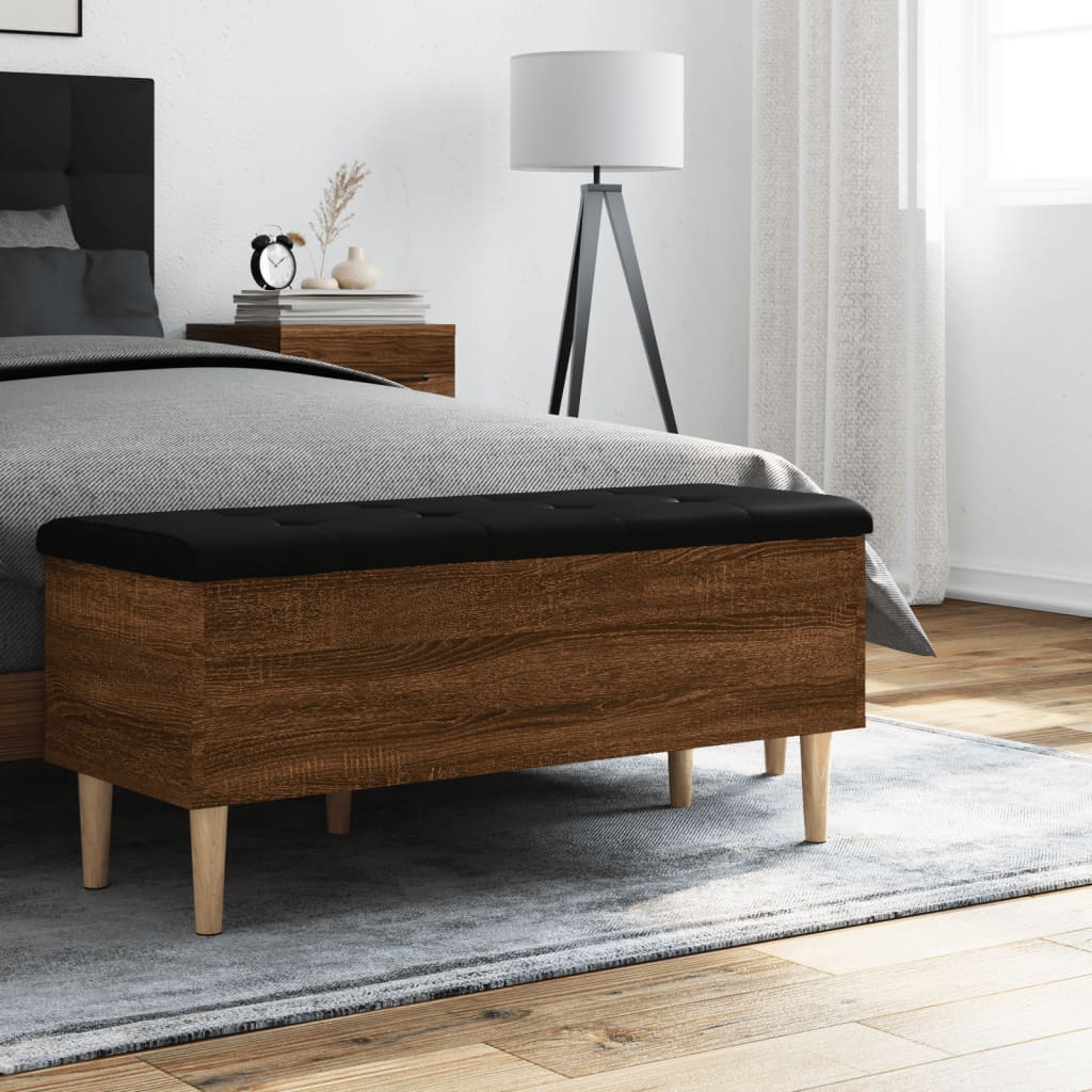 Storage Bench Brown Oak 102x42x46 cm Engineered Wood