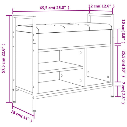 Shoe Bench Sonoma Oak 65.5x32x57.5 cm Engineered Wood