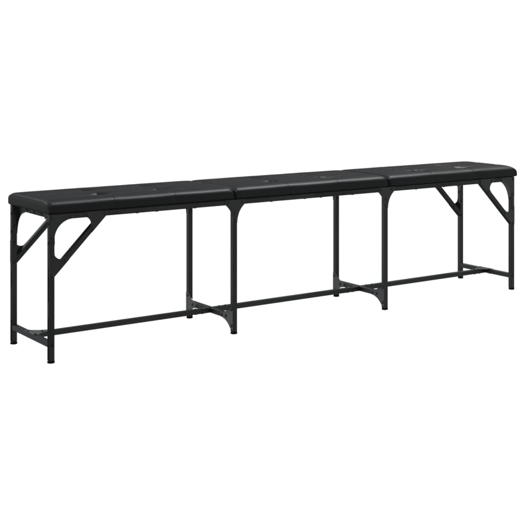 Dining Bench Black 186x32x45 cm Steel and Faux Leather