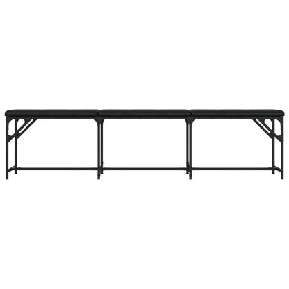 Dining Bench Black 186x32x45 cm Steel and Faux Leather