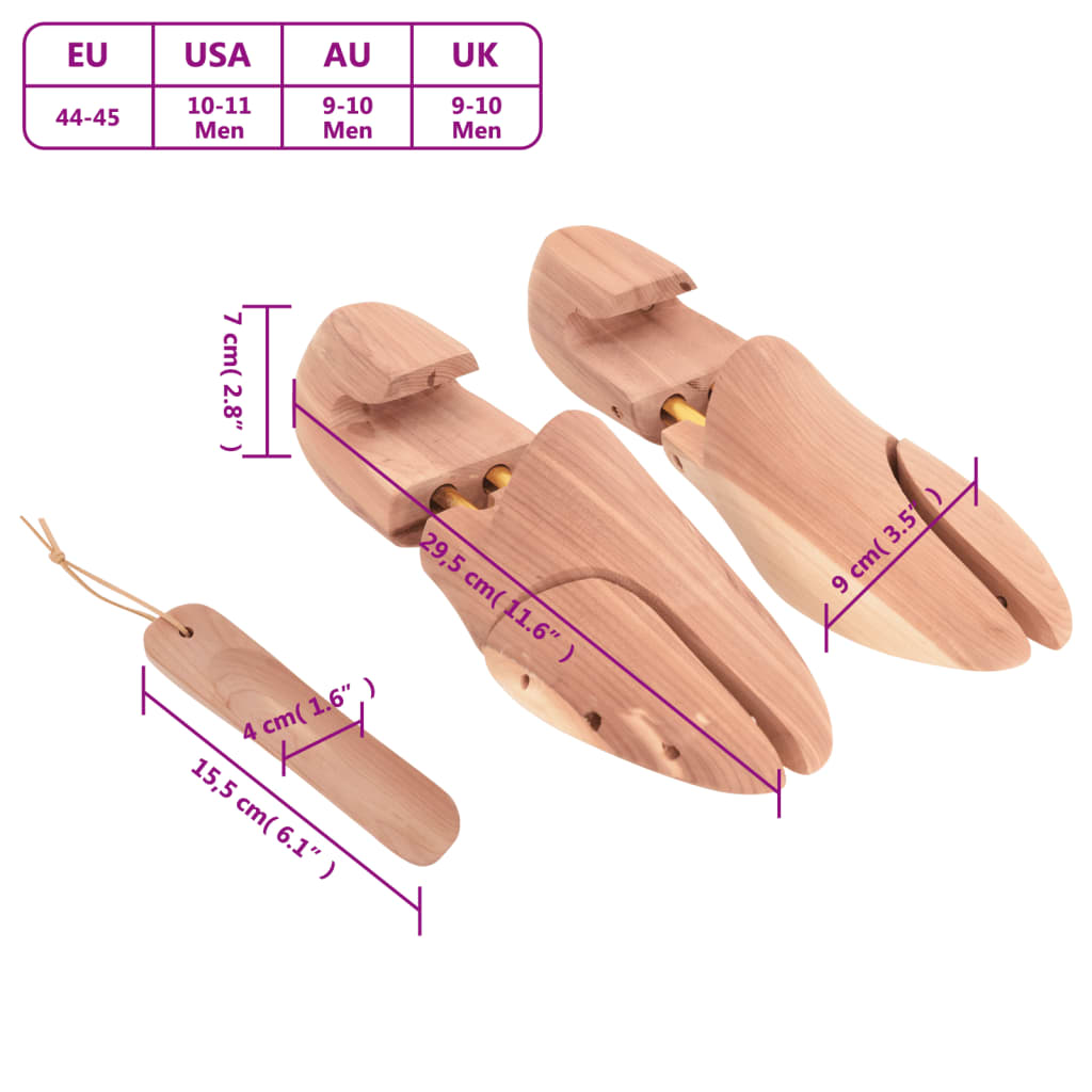 Shoe Stretcher with Shoe Horn EU 44-45 Solid Wood Cedar