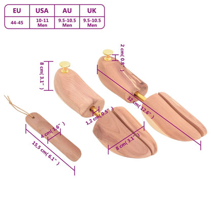 Shoe Stretcher with Shoe Horn EU 44-45 Solid Wood Cedar