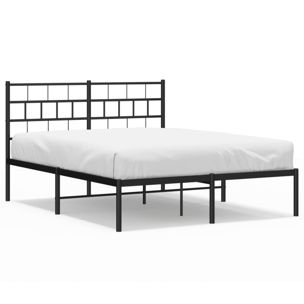 Metal Bed Frame with Headboard Black 120x190 cm Small Double