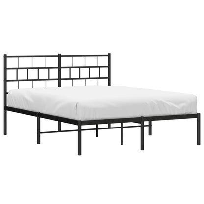 Metal Bed Frame with Headboard Black 120x190 cm Small Double