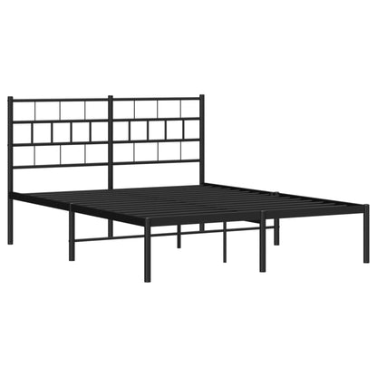 Metal Bed Frame with Headboard Black 120x190 cm Small Double