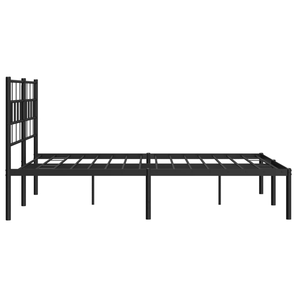 Metal Bed Frame with Headboard Black 120x190 cm Small Double